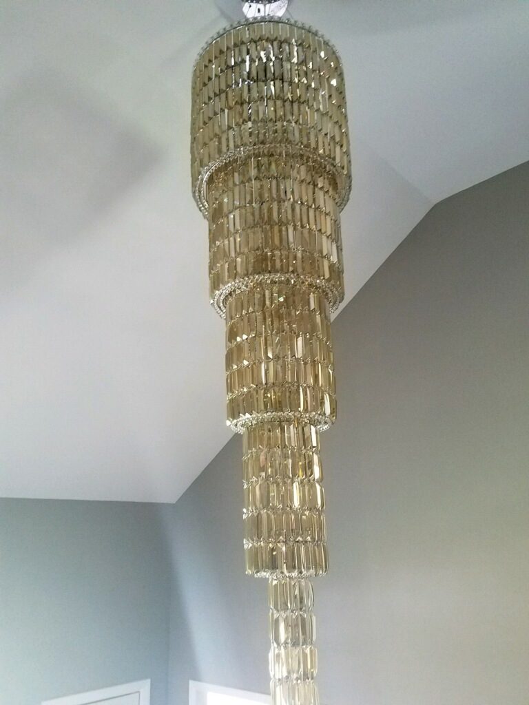 Beautiful chandelier hanging from the ceiling in a home